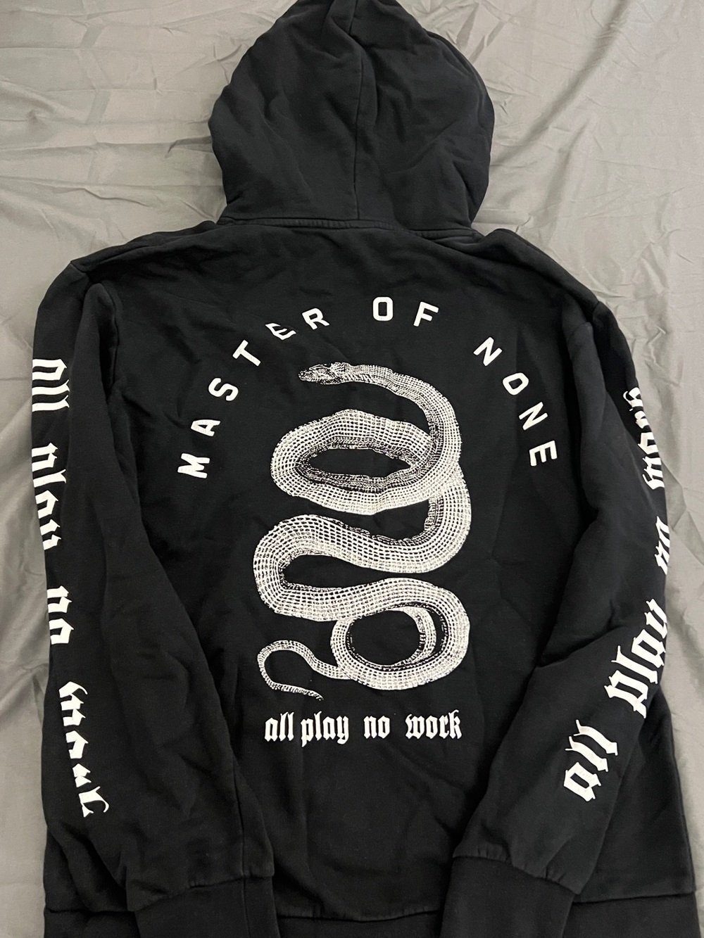 H&M Divided Master of None Snake Graphic Black Pullover Hoodie Size M